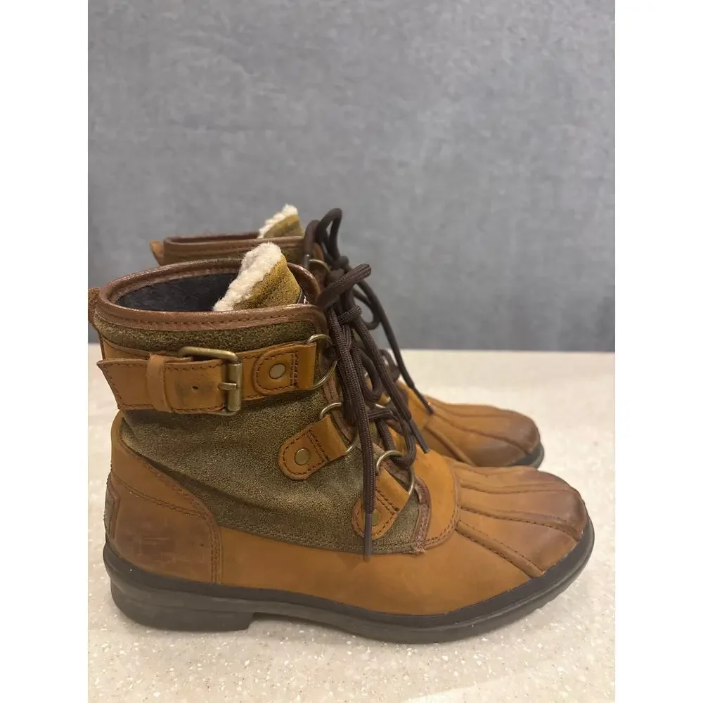 UGG Cecile Ankle Duck Boots‎ Women's Size 6 Chestnut Waterproof Leather Western